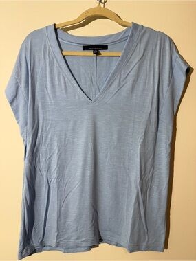 White House Black Market Light Blue V-Neck Short Sleeve Top